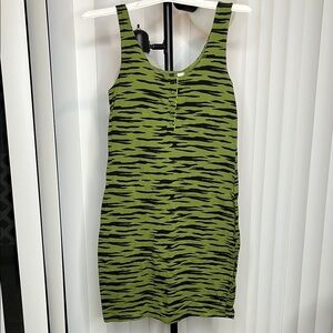 Green and Black Striped Mini Dress